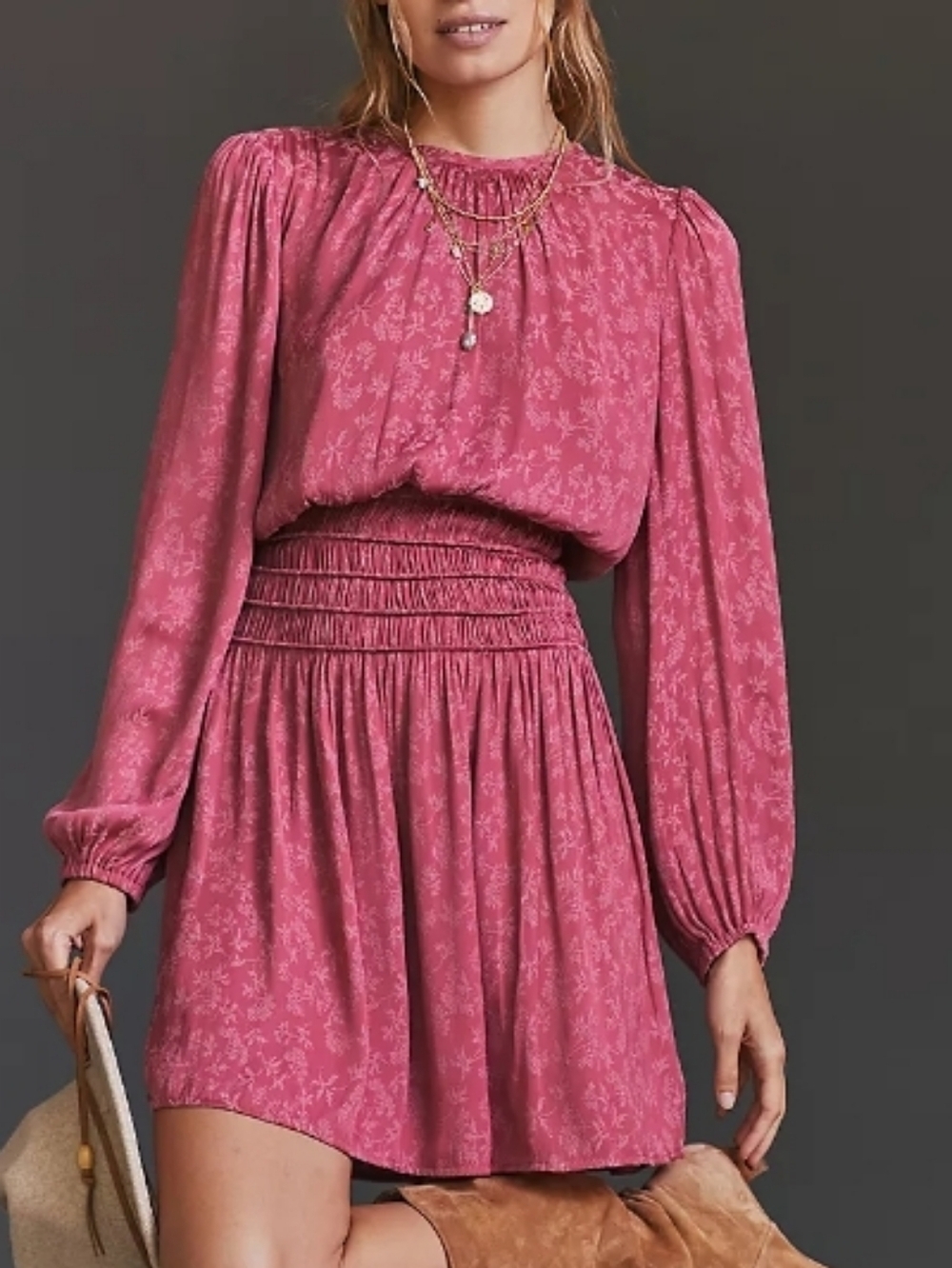 Current Air Anthropologie Floral Smocked Mini Dress